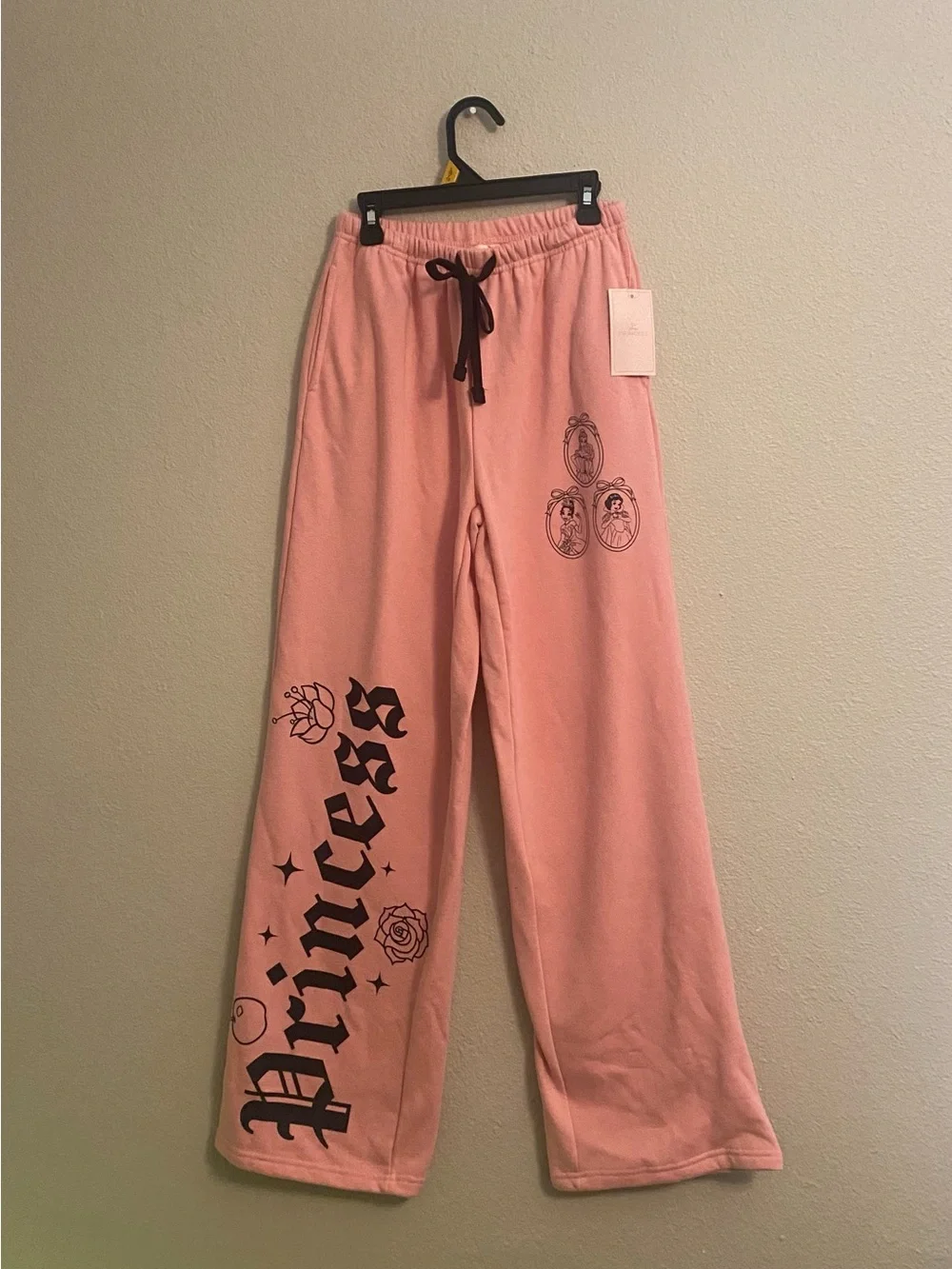Disney Princess Pink Wide Leg Lounge Pants Womens XS Soft Girl Coquette - Picture 2 of 5